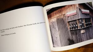 Holzbau mit Weinflaschen Cumme